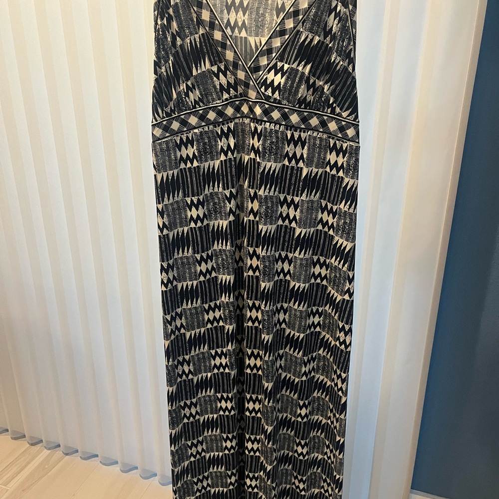 Geometric Navy and White Maxi Dress by Max Studio